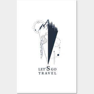 Compass. Let's Go Travel. Motivational Quote. Adventure, Travel, Wanderlust. Posters and Art